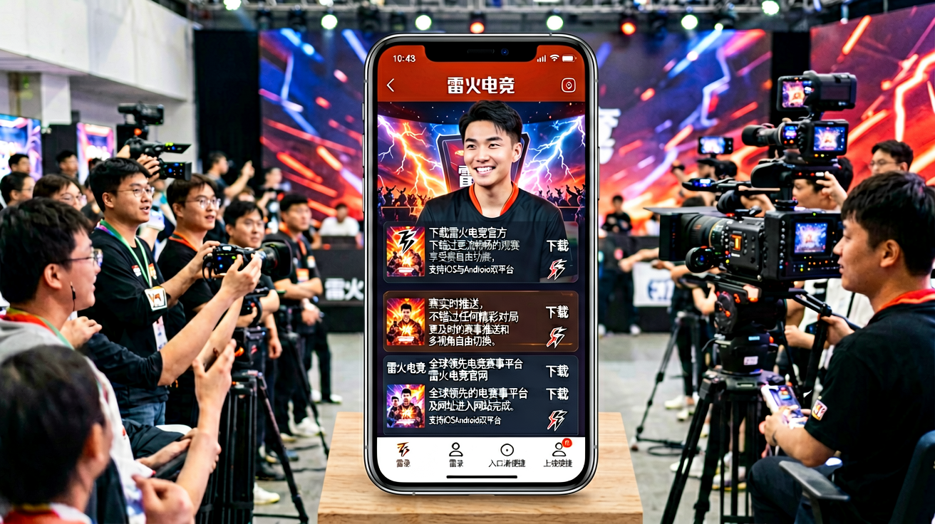 雷火电竞APP手机端界面展示，呈现赛事列表与数据面板